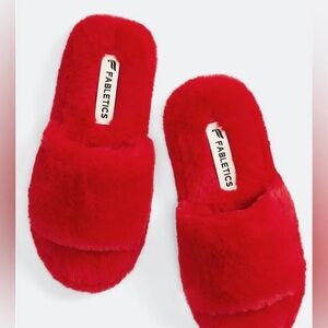 Fabletics Cherry Red Fur Slippers